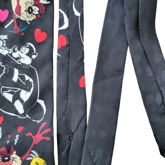 Looney Tunes Mania Vintage 1994 Taz Devil 100% Silk Black Tie - Picture 5 of 7